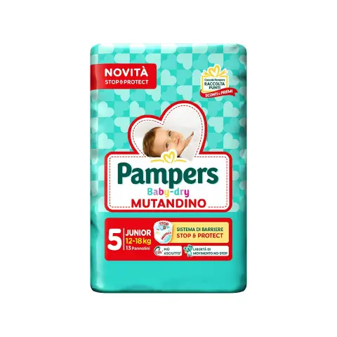 Pampers Pacco Base Baby-Dry Mutandino 5^ 12-18 Kg Junior 13 Pezzi - confezione 6 pz