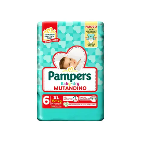 Pampers Pacco Base Baby-Dry Mutandino 6^ +15 Kg XL 13 Pezzi - confezione 6 pz