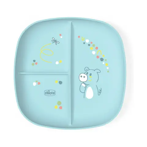 Chicco Piatto Pappa 12+ Mesi - Con Scomparti Azzurro