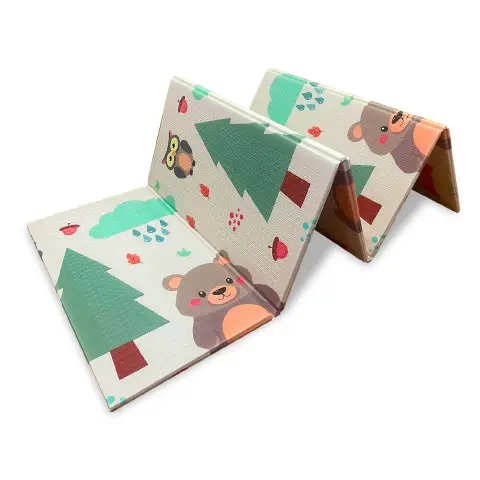 Maxi Tappeto Gioco Pieghevole Primi Passi cm 200x150, Alto Spessore 10mm, Funny Wood