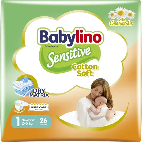 Babylino Sensitive Infant Diapers Size 1 - 2/5 Kg 26 Pieces