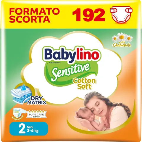 Babylino Sensitive Economy Diapers Size 2 - 3/6 Kg - 64 Pieces Per Pack X - 3-pack