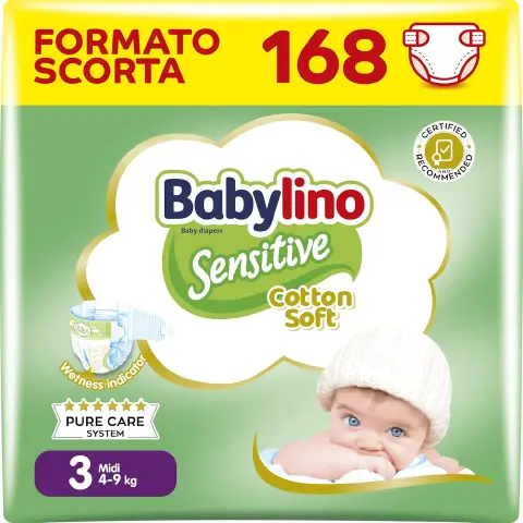 Babylino Sensitive Economy Diapers Size 3 - 4/9 Kg - 56 Pieces Per X Pack - 3-pack