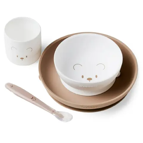 Set Pappa Orsetto Bianco/Beige Silicone 4 Pezzi