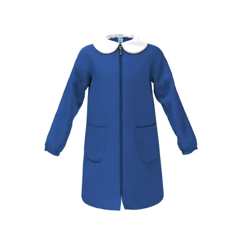 Grembiule Bambina Scuola Zip Senza Ricamo Blu 6 Anni