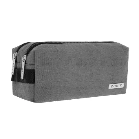 Comix Astuccio Portapenne Scuola 2 Zip Monocolore Grigio Melange