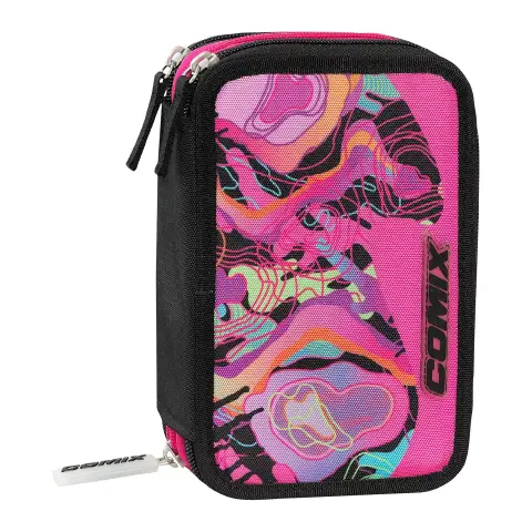 Comix Wave Astuccio Scuola Corredo 3 Zip Geo Girl