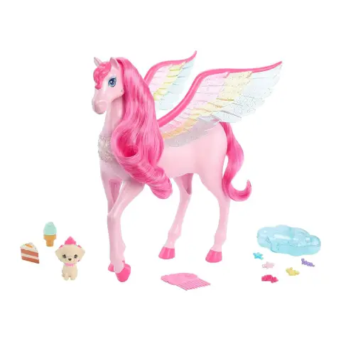 Barbie Fairytale Touch of Magic - Pink Pegasus con Cucciolo HLC40