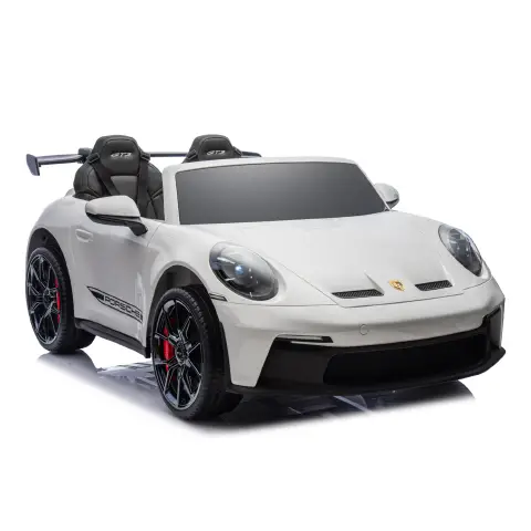 Auto Elettrica per Bambini Porsche 911 GT3 Bianca con Sedili in Pelle e 2 Motori da 35W