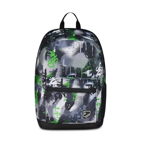 Gray Shadow Reversible Backpack School Grs with Earphones Wireless Fluo Green