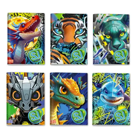 Sj Gang Animali Boy Quaderno A4 Maxi 96/100 Rigatura 10m