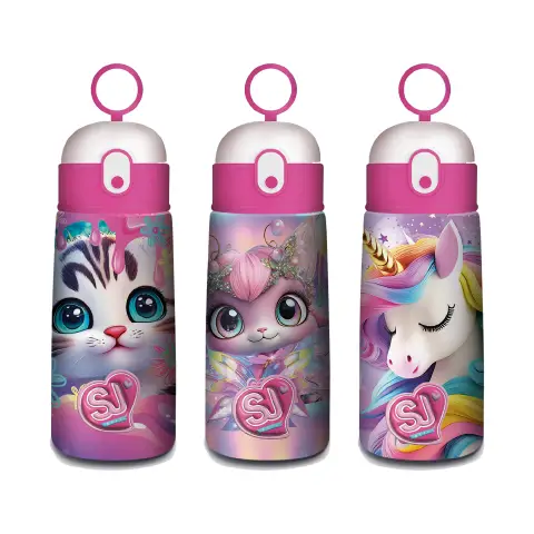 SJ Gang Girl 0.5L Thermal Water Bottle - Stainless Steel, 3 Graphics