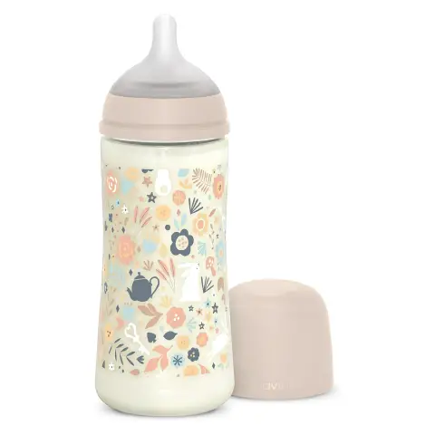 Biberon Wonder con Tettarella In Silicone Anticolica 360ml Flusso Denso (L) Liberty Rosa