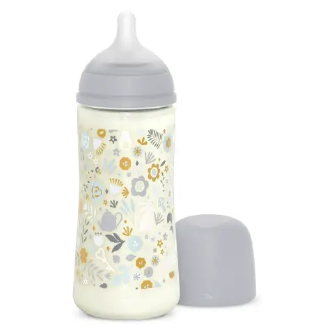Biberon Wonder con Tettarella In Silicone Anticolica 360ml Flusso Denso (L) Liberty Azzurro