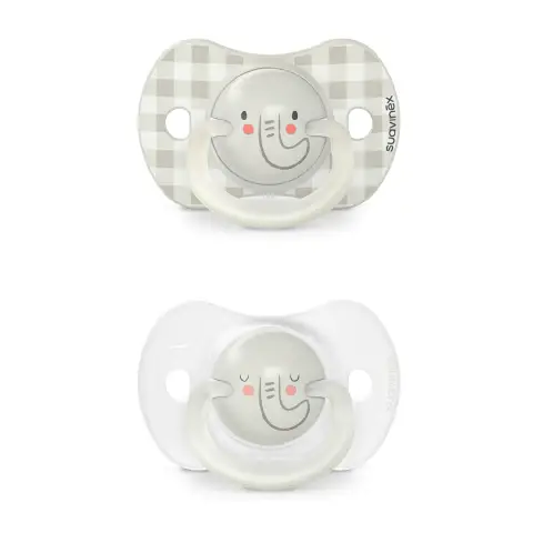Nightday Set 2 Succhietti con Tettarella In Silicone 6/18m Elefante Grigio