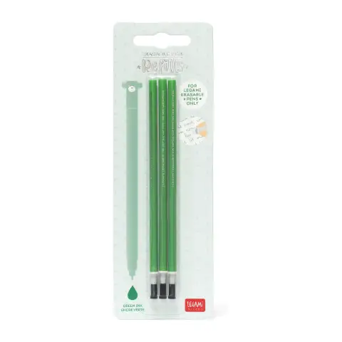 Legami - Refill per Penna Gel Cancellabile Verde, Set 3 Pezzi