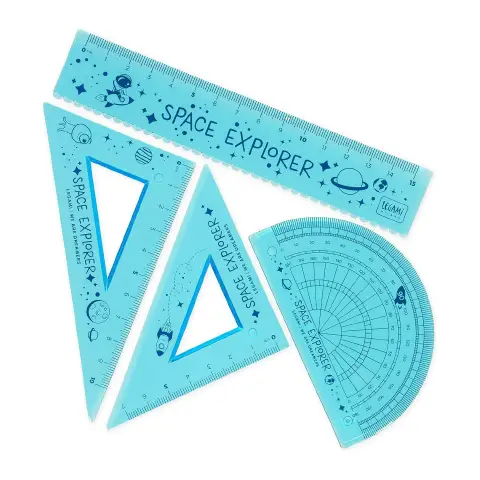 Set Righello da 15 cm, Squadra 60° da 10 cm, Goniometro 180°- Spazio