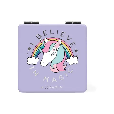 Legami - Specchietto da Borsetta, con Specchio Ingranditore, senza Distorsioni, Tema Unicorn