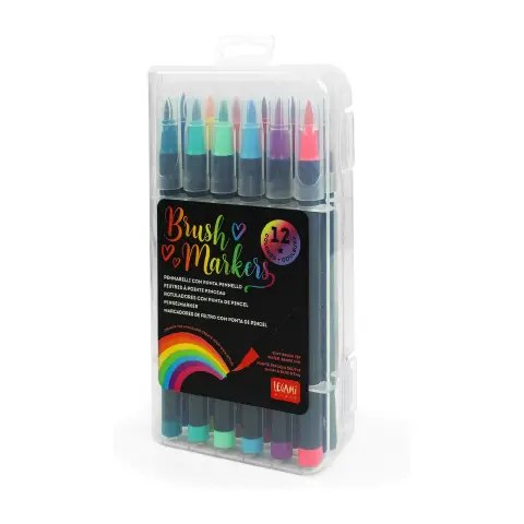 Legami - Set di 12 Pennarelli con Punta Pennello, BRUSH MARKERS