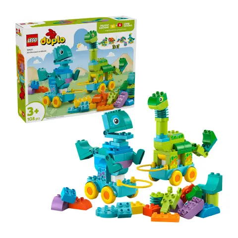 LEGO DUPLO Dinosauri 3 in 1 su Ruote – Gioco Educativo 10451