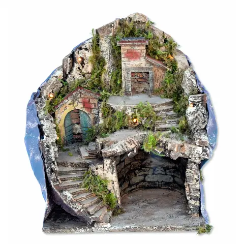 Presepe Artigianale 10 Luci 30x23x28 cm – Rossi Rosa