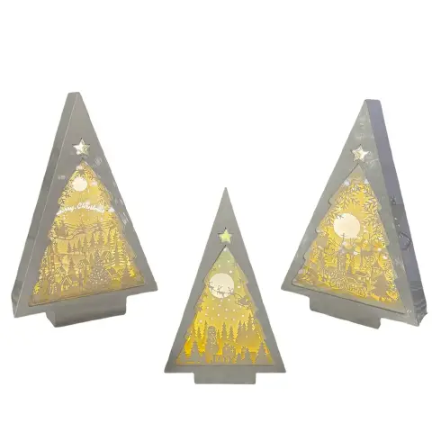 Decorazione Papercut LED Albero Natale H25cm a Batteria