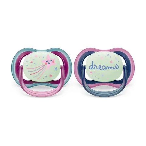Philips Avent Ultra Air Night Girl 6-18 Mesi – 2 Ciucci Fluorescenti