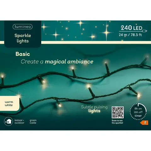 Luci Natale Esterno 240 LED Warm White 24 m IP44 Timer