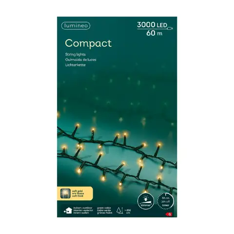 Luci Natale 3000 LED Compact Soft Gold 60m Esterno IP44