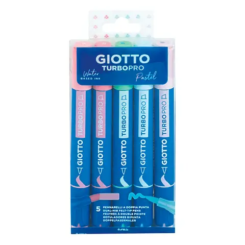 Pennarello Doppia Punta Giotto Turbo Pro, Astuccio 5 Colori Pastello