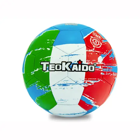 Pallone da Calcio Teokaido in PVC - Azzurro Con Bandiera Italia