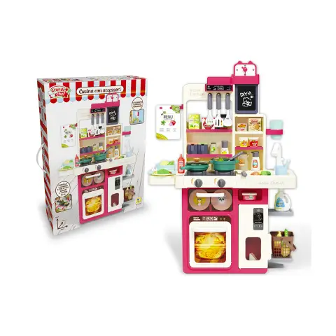 Cucina Grande Chef Con Accessori Funzioni Reali Altezza 80cm Luci, Suoni e Vapore 63 Pz