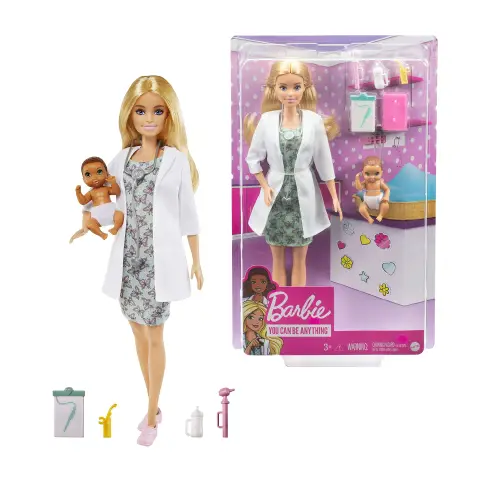 Barbie Playset Pediatra con Bambola e Neonata