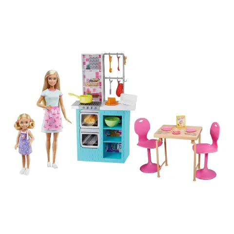 Barbie e Chelsea Sister Baking Playset Cucina con 2 Bambole e 15 Accessori