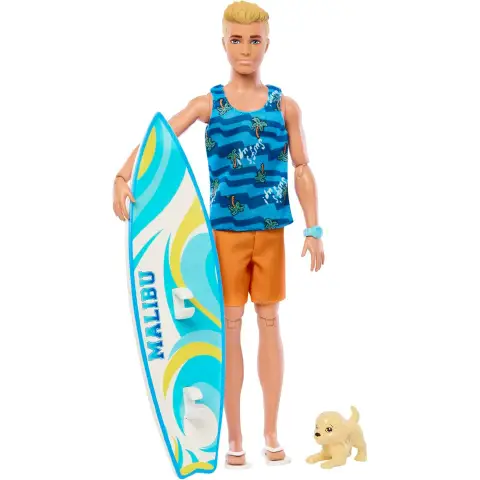 Barbie Ken Con Tavola Surf e Cucciolo HPT50