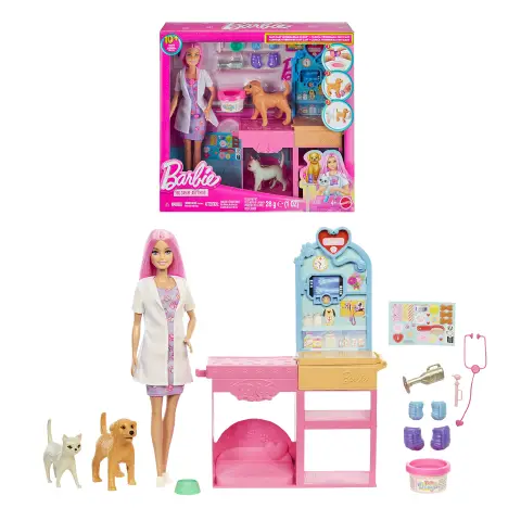 Barbie Clinica Veterinaria con Bambola e Animali + Accessori