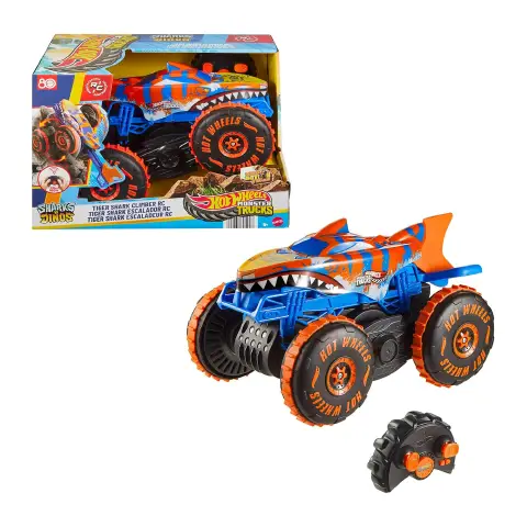 Hot Wheels Monster Trucks Tiger Shark Super Scalatore Radiocomando