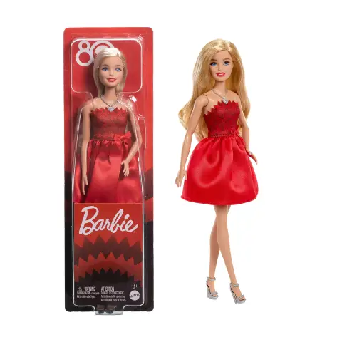 Barbie Anniversario Mattel 80° con Abito Rosso Rubino