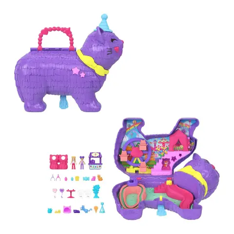 Polly Pocket Gattino delle Feste con 23 Sorprese e Mini Bambole