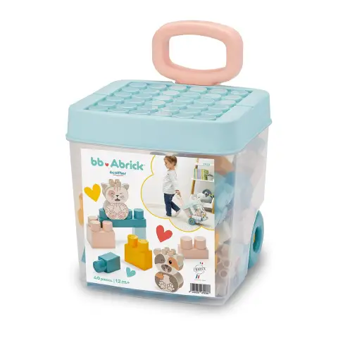 Carrellino Porta Costruzioni 40 Pezzi Colori Tenui