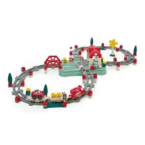 Circuito Treno con Pista e Stazione – Set Completo da Costruzione per Bambini