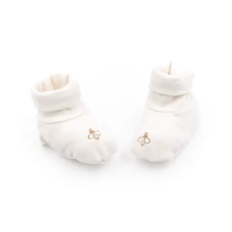 Baby Bees Bamboom Cream Baby Slippers in Soft Cotton