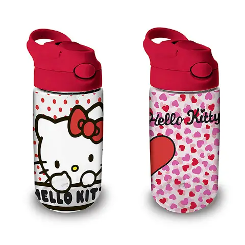 Hello Kitty Borraccia Trasparente Con Cannuccia 480ml