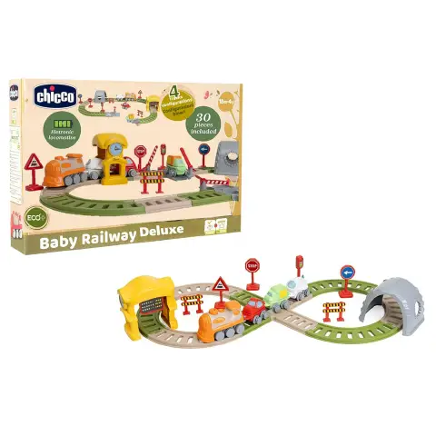 Chicco Trenino Elettronico ECO+ con 34 Accessori e Binari Modulari