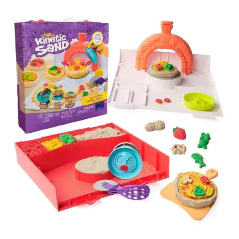 Kinetic Sand Squish Pizza Set, 452g Sabbia 5 Attrezzi 5+ Anni