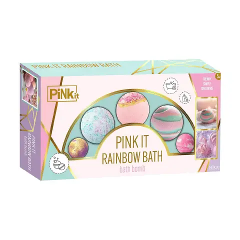 PINKIT Rainbow Bath - Colored Effervescent Bath Balls Set.