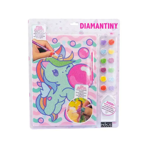 Quadro Crystal Art Kawaii Unicorno con Palloncini Diamantiny