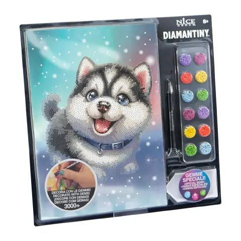 Quadro Crystal Art Diamantiny Level Up Husky con 3000 Gemme