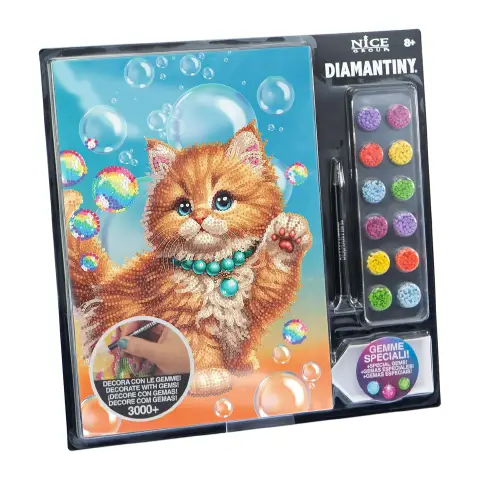 Quadro Crystal Art Diamantiny Level Up Gatto Rosso con 3000 Gemme