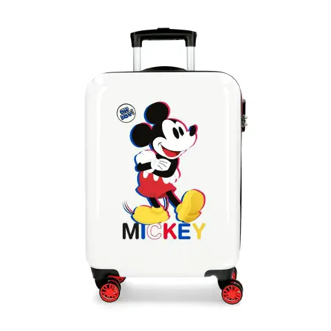 Valigia Trolley Mickey 3D 55cm ABS Bianco 4 Ruote Rigide